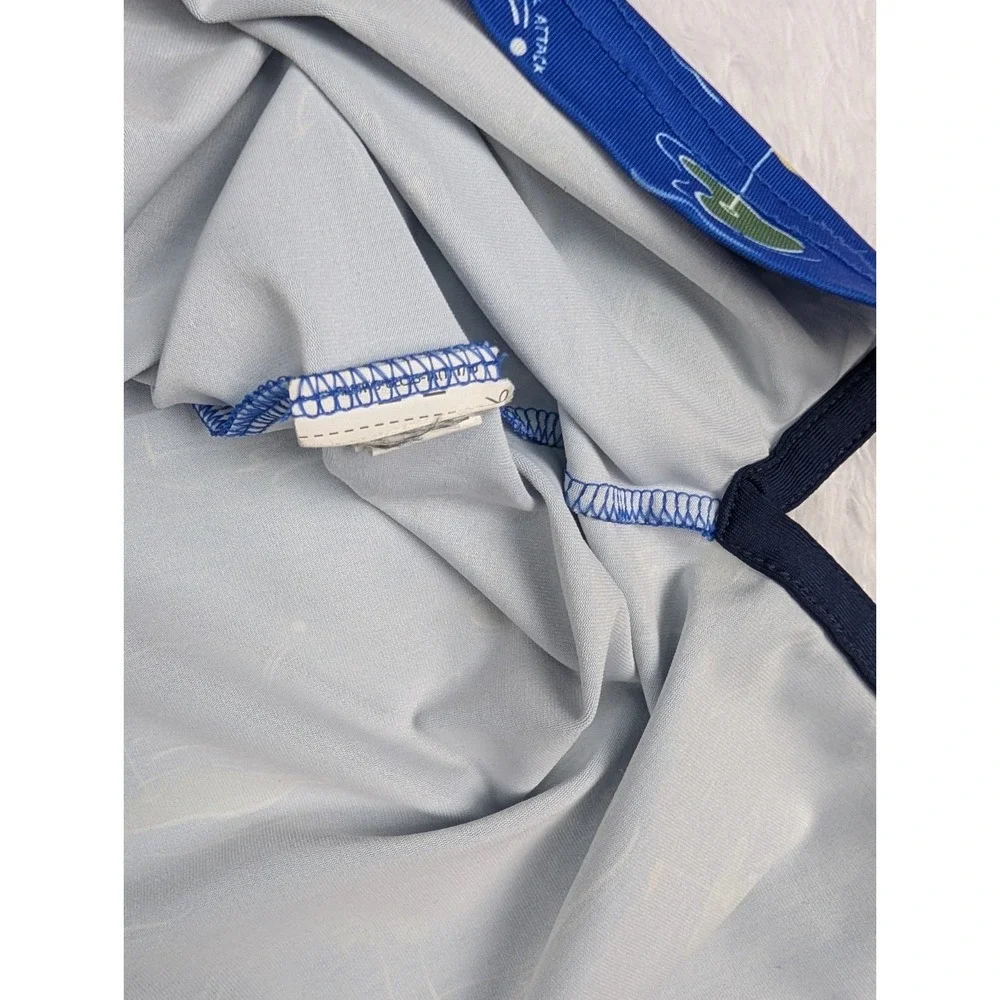 RLX Ralph Lauren Polo Shirt Men's XXL Blue Golf Shark Attack Print Performance